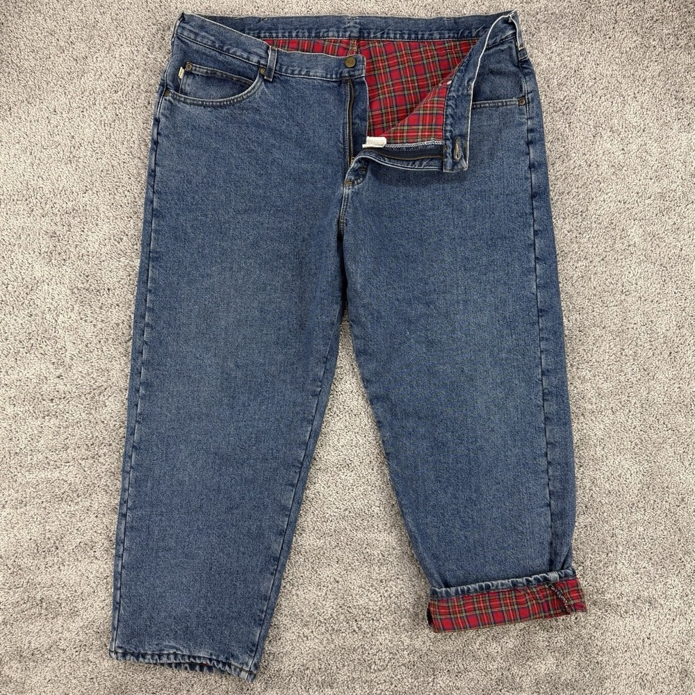 VTG LL Bean Flannel Lined Jeans Men's 46x30 Double L Relaxed Fit Made In USA
